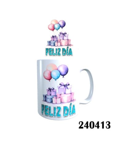 Taza frase feliz DIA regalo globos