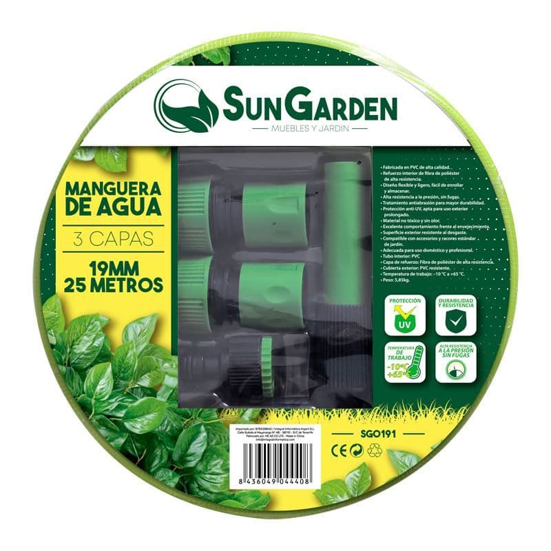 Manguera Agua 3 Capas 19mm 25metros Sungarden