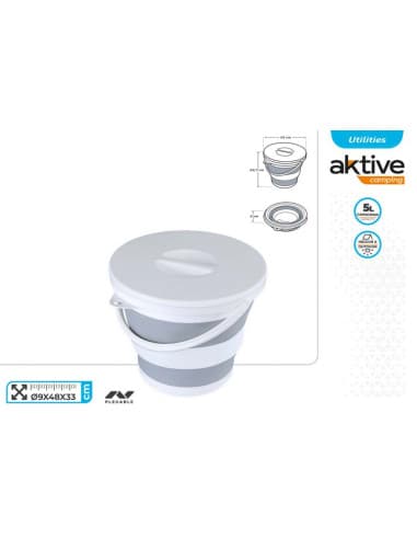 Aktive-cubo plegable c/asa 5L 25X25X20 CM