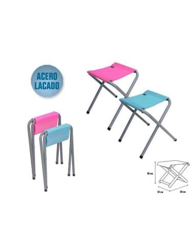 Taburete acero polyester 600D 33x28x36cm