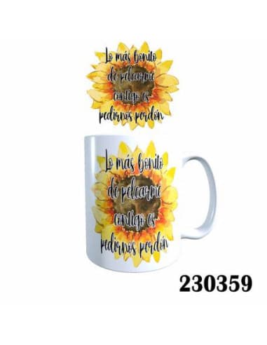 Taza frase LO MAS bonito DE pelearme contigo ES PE
