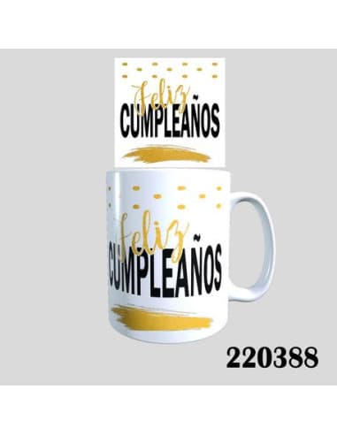 Taza frase feliz cumpleaños ORO