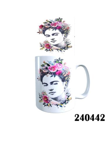 Taza frase frida flores realista