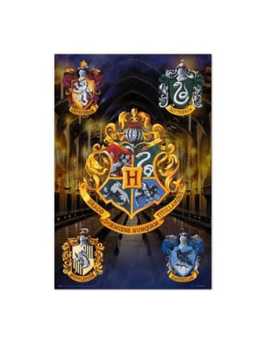 Poster harry potter escudos hogwarts