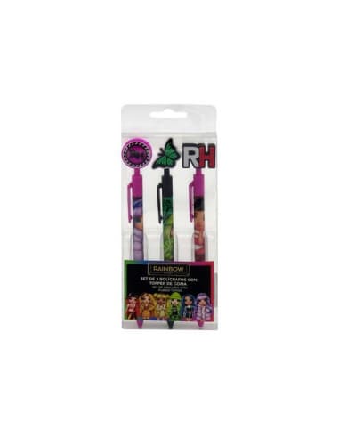 SET 3 boligrafos C toppers goma rainbow high