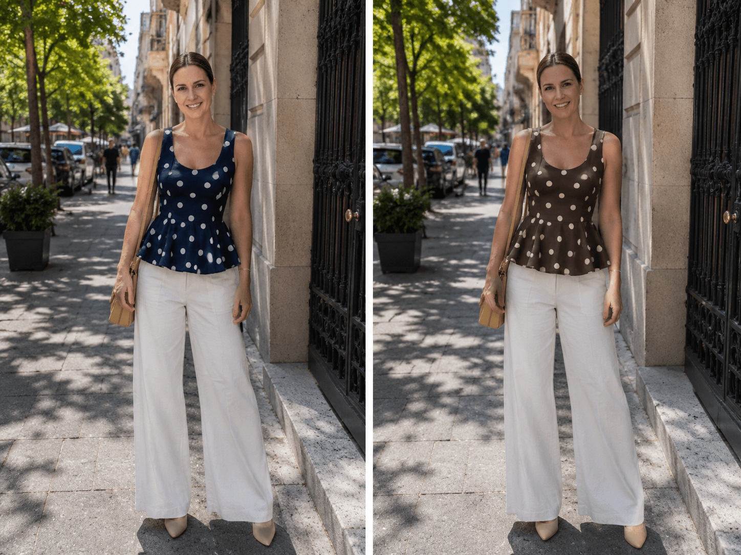 Top satinado lunares peplum
