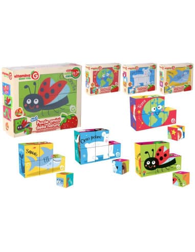 Animal cubes puzzle 6 figures 4 ASS