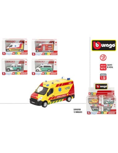 Burago-vehiculo metal 1:50 emergencia 5/s-disp12