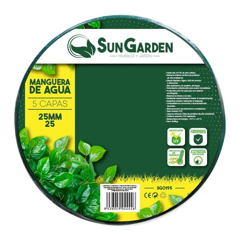 Manguera Agua 5 Capas 25mm 25metros Sungarden