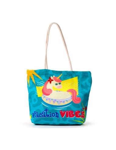 Bolsa DE playa DE tela unicornio vacation vibes