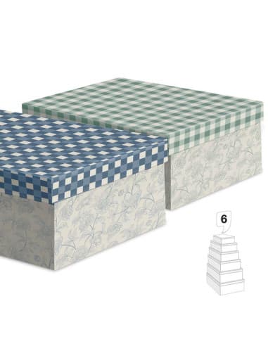 Juego 6 cajas flores tapa vichy 2M (2/4 - 6)