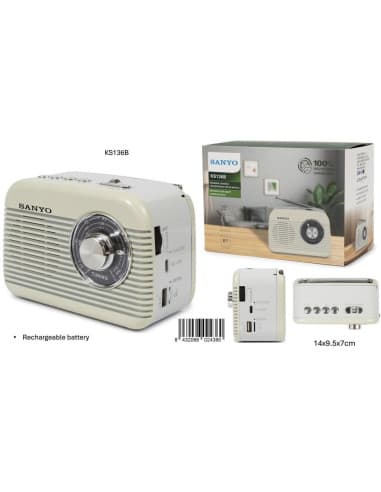 Radio BT retro sanyo MED blanca/20