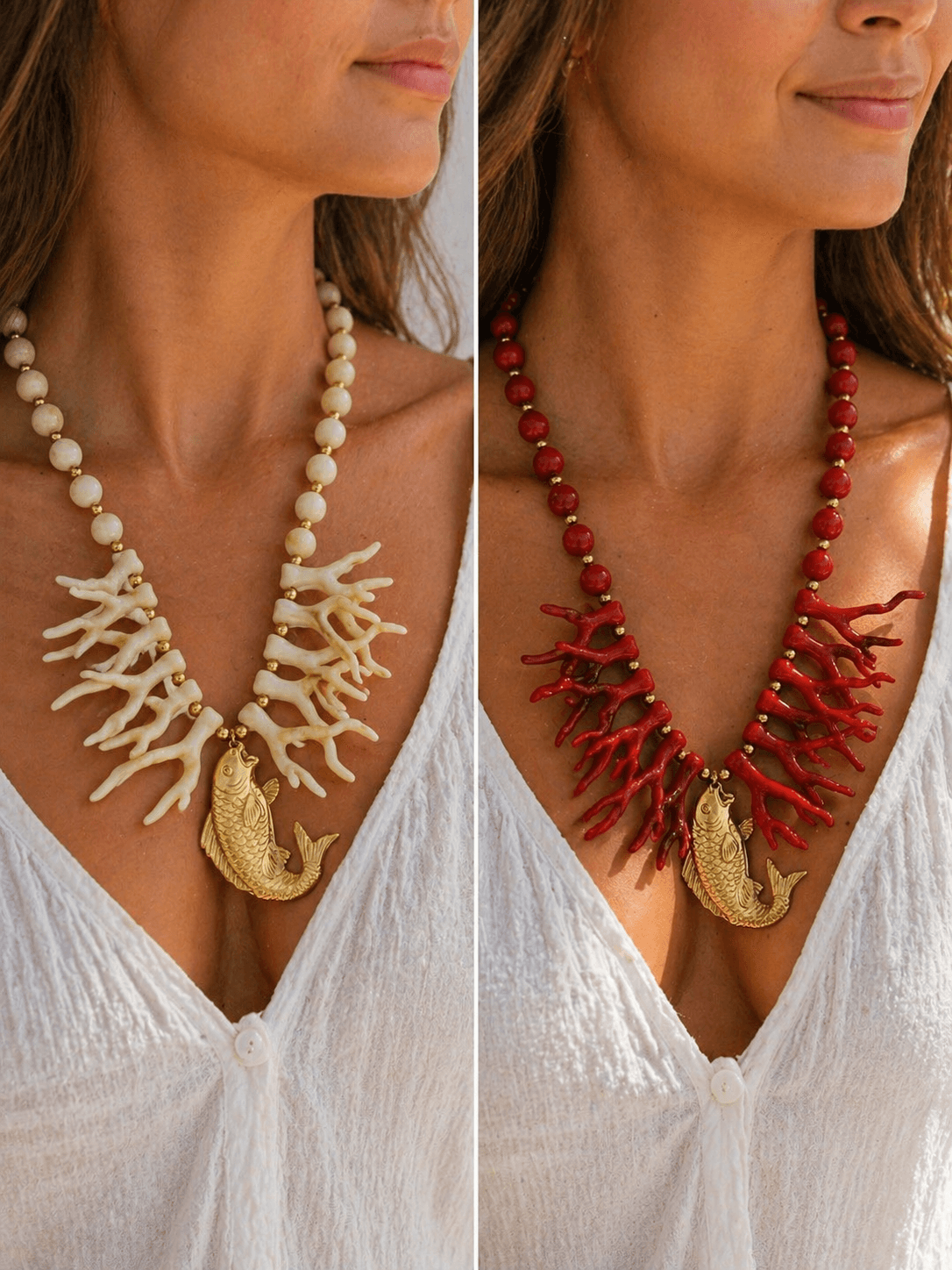 Collar Coral con Pez Dorado